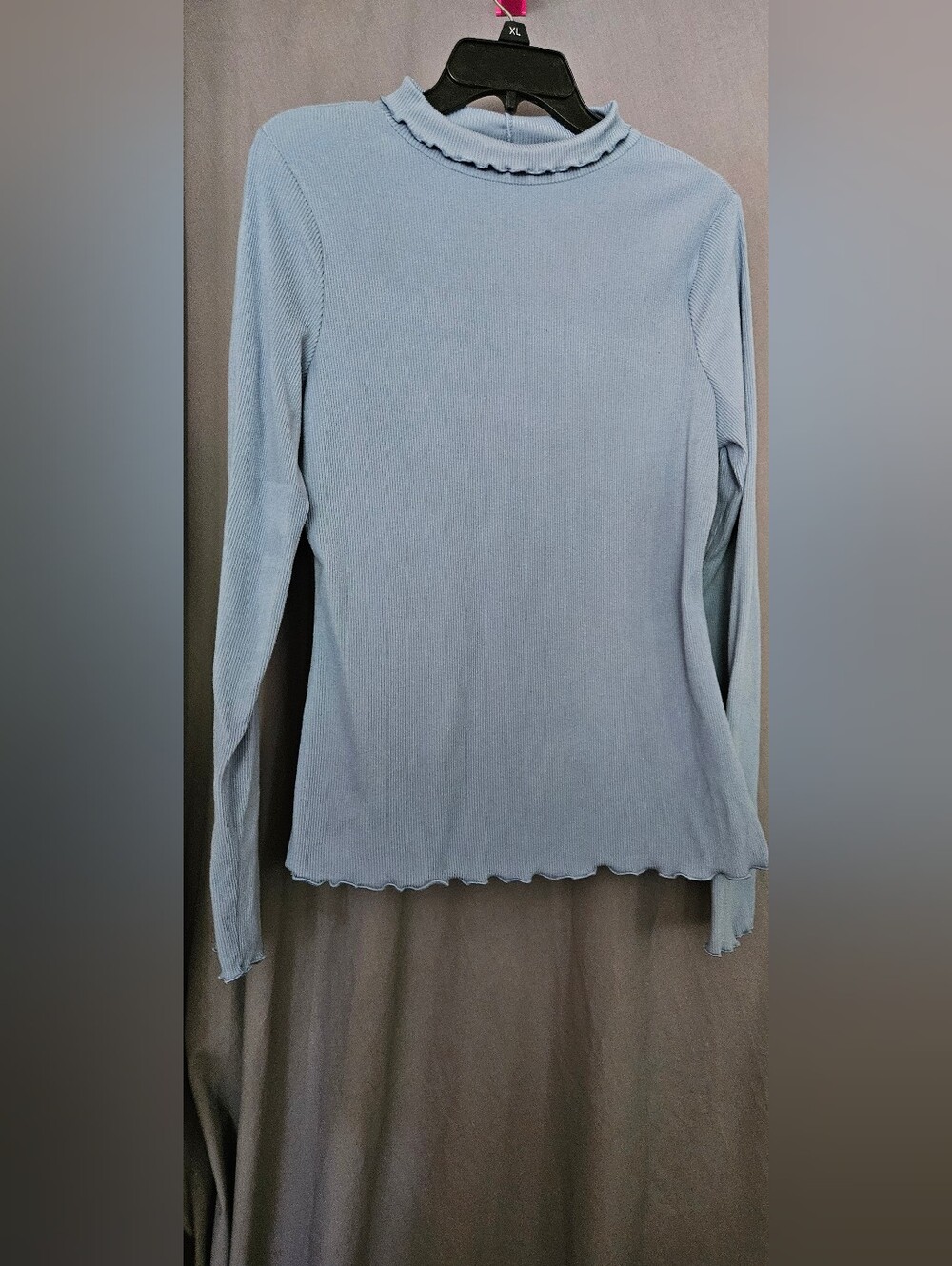 SO Light Blue Ribbed Long Sleeve Top